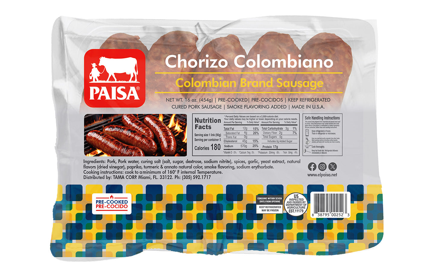 Pre-cooked Colombian Chorizo - PAISA