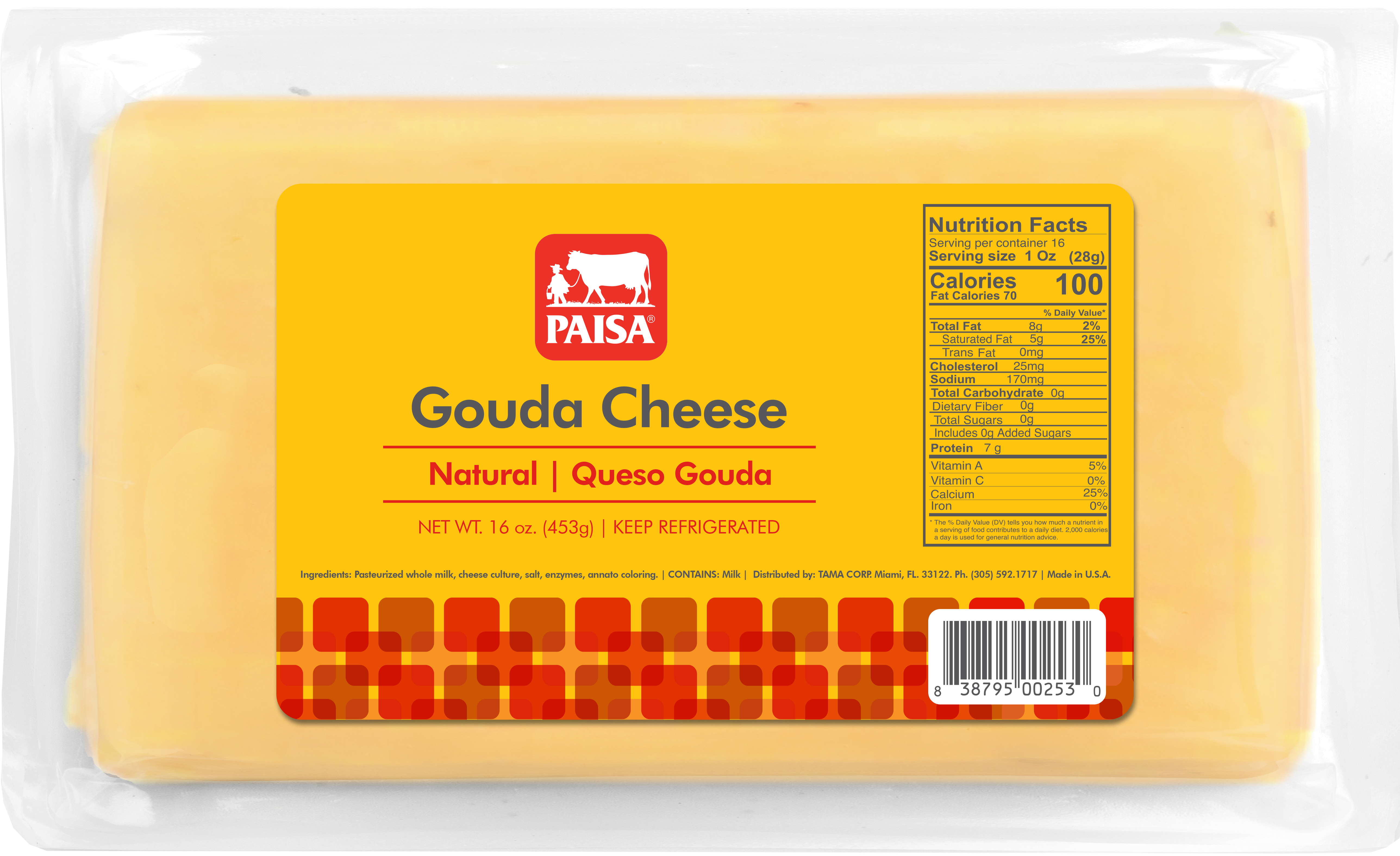 Queso Gouda 16 oz - PAISA